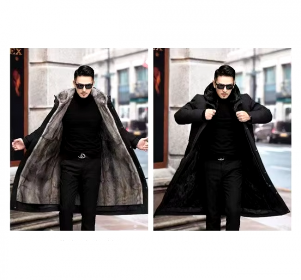 Long Hooded Faux Fur Lined Jacket 7