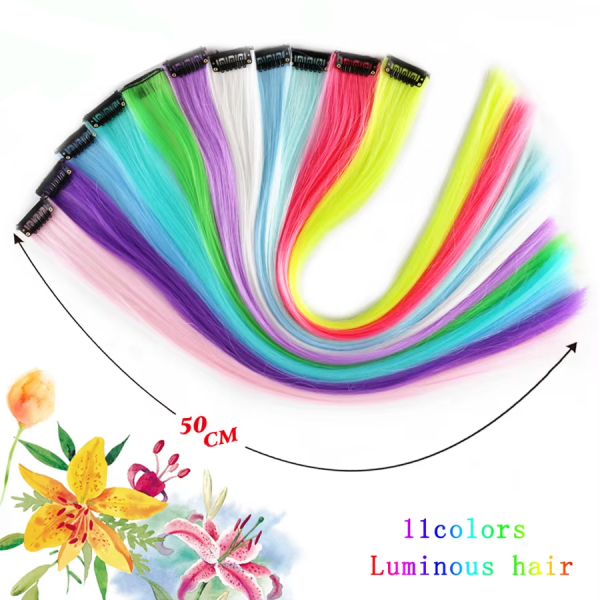Glow In The Dark Synthetic Clip In Hair Extension 20 Inches 1