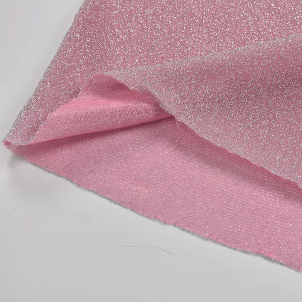 Glitter Pink Backless Crop Top Skirt 2 Piece Set - Image 3